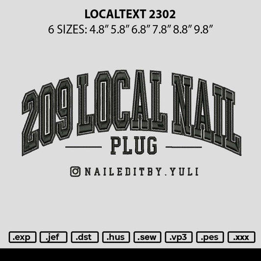 Localtext 2302 Embroidery File 6 sizes