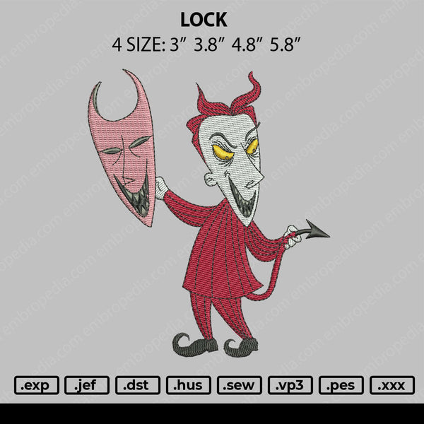 Lock Embroidery File 4 size
