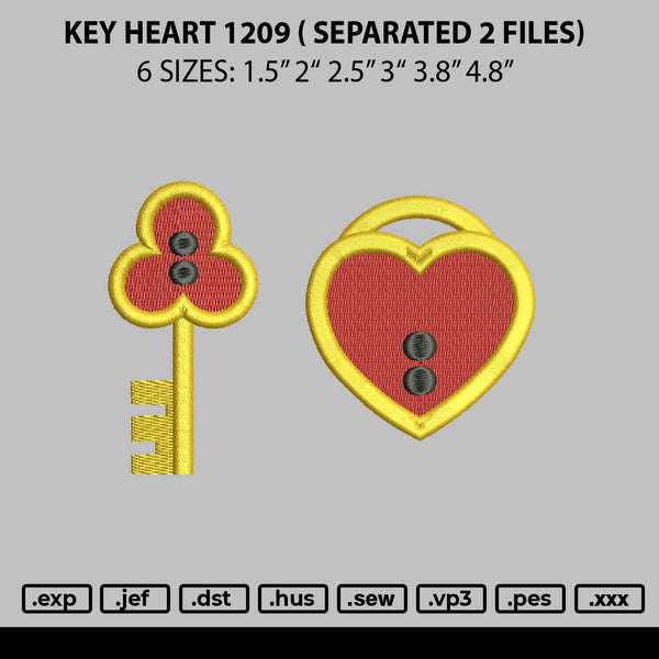 Key Heart 1209 Embroidery 2 Files
