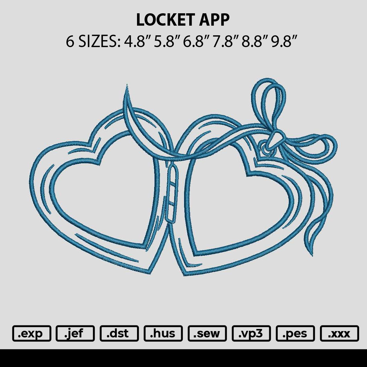 Locket Applique Embroidery File 6 sizes