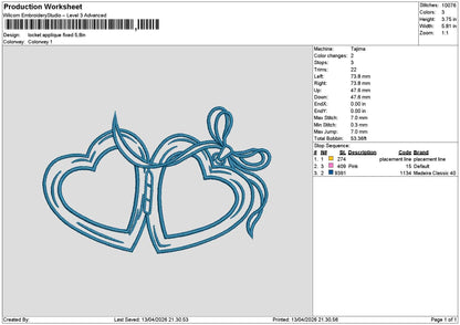 Locket Applique Embroidery File 6 sizes