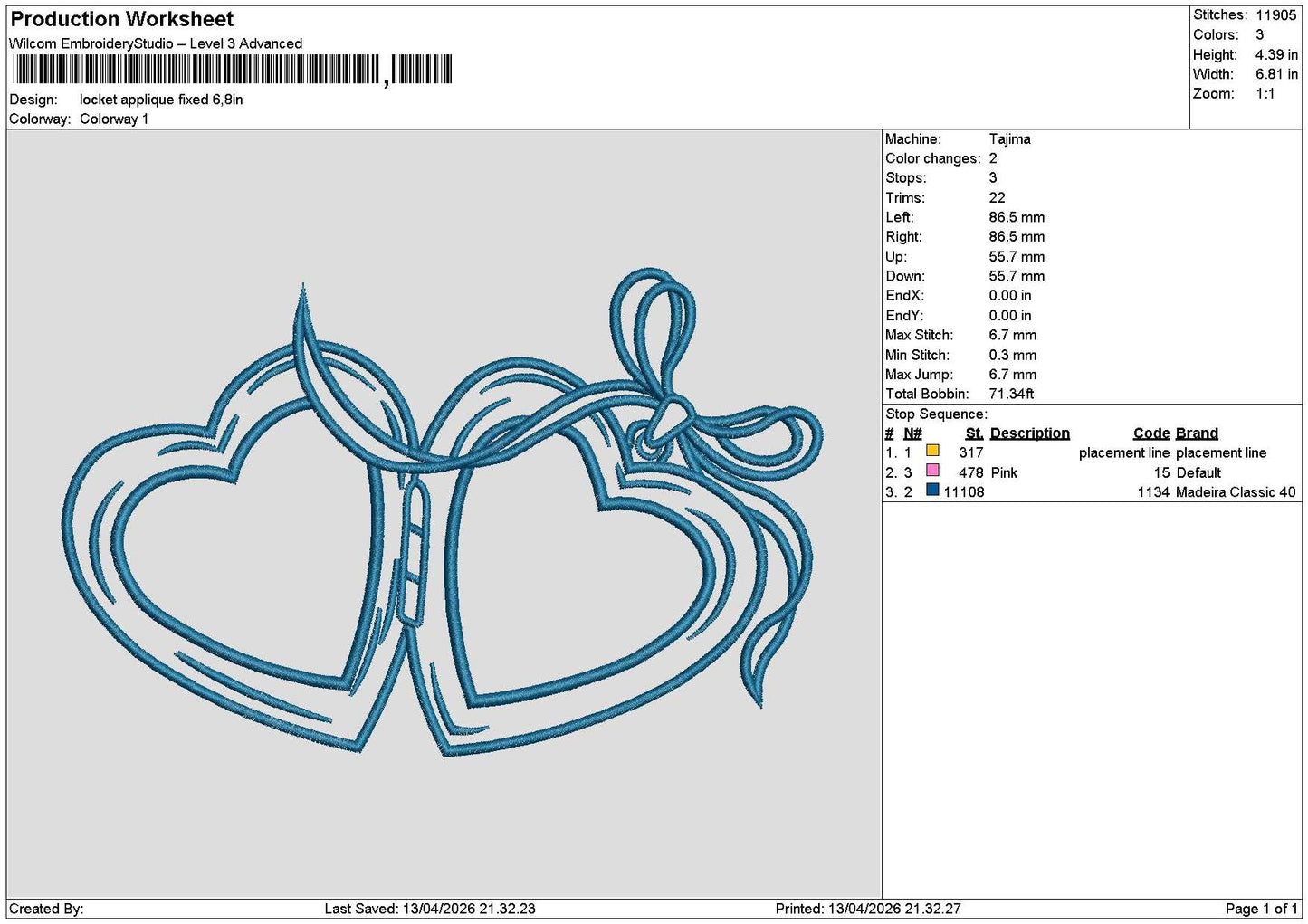 Locket Applique Embroidery File 6 sizes