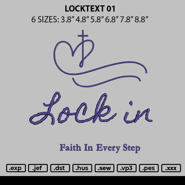 Locktext 01 Embroidery File 6 sizes