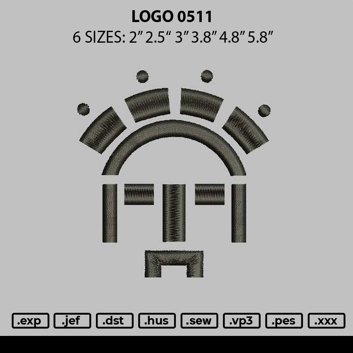 Logo 0511 Embroidery File 6 sizes