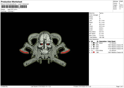 Logo 0707 Embroidery File 6 sizes