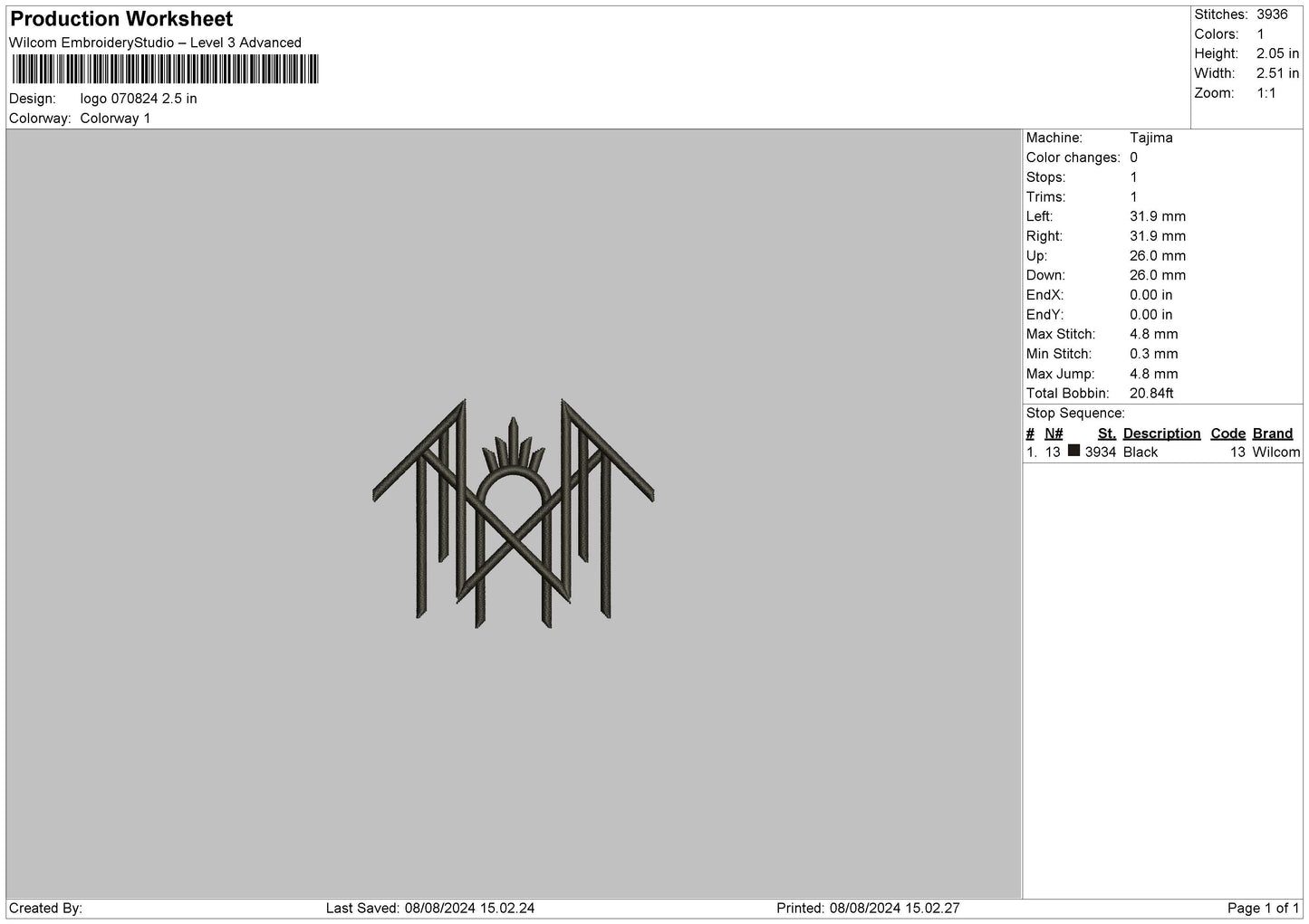 Logo 0708 Embroidery File 6 sizes