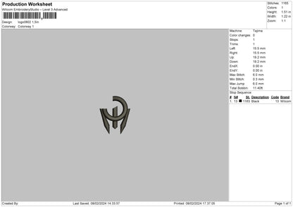 Logo0802 Embroidery File 6 sizes