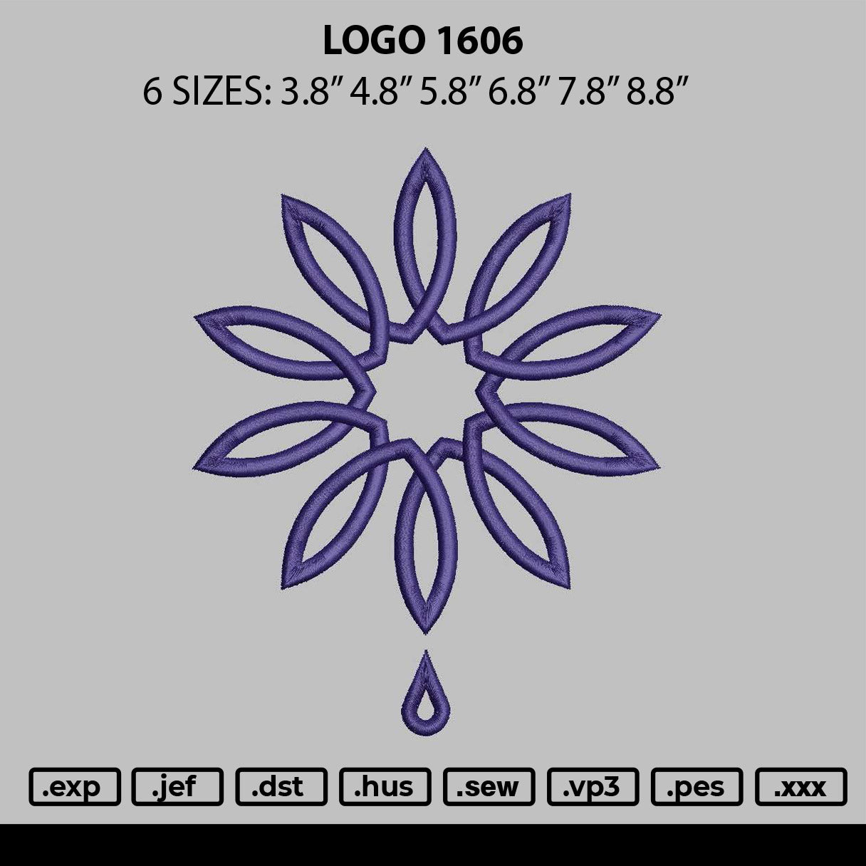 Logo 1606 Embroidery File 6 sizes