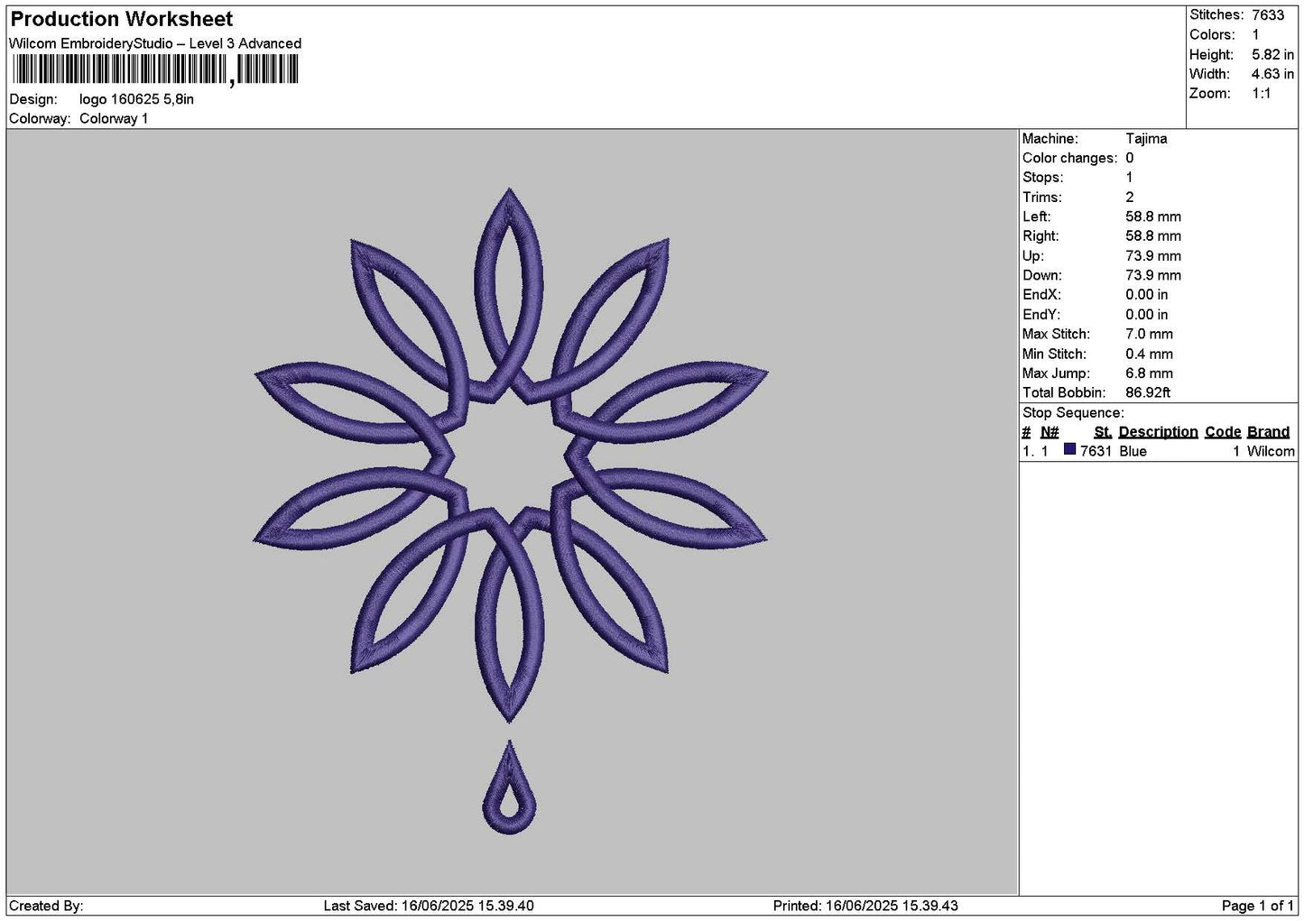 Logo 1606 Embroidery File 6 sizes