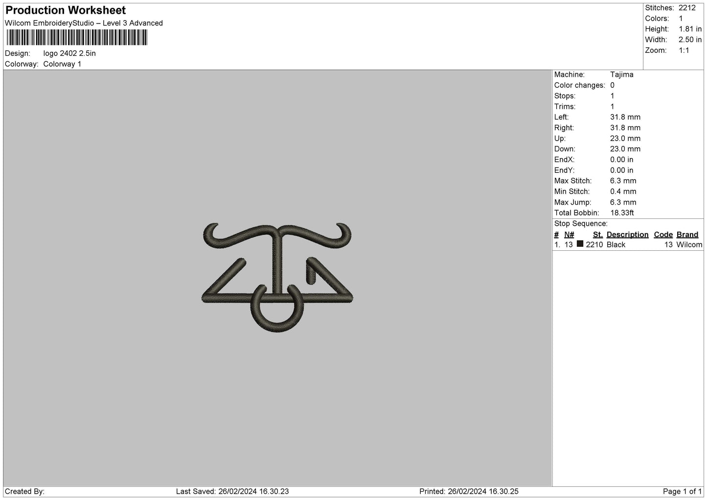 Logo 2402 Embroidery File 6 sizes