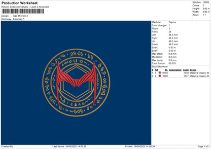 Logo M Circle Embroidery File 4 size