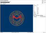 Logo M Circle Embroidery File 4 size