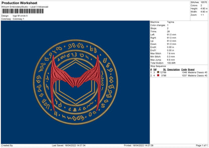 Logo M Circle Embroidery File 4 size
