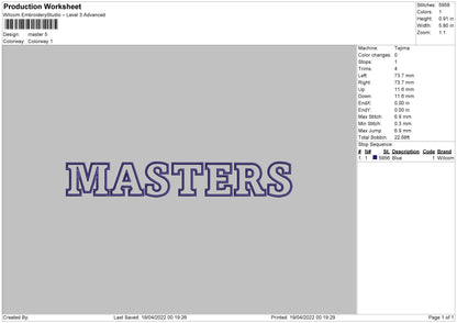 Masters Embroidery File 9 size