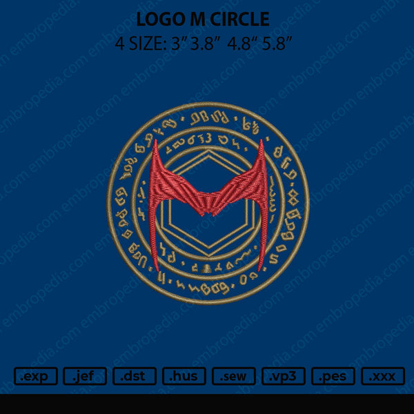 Logo M Circle Embroidery File 4 size