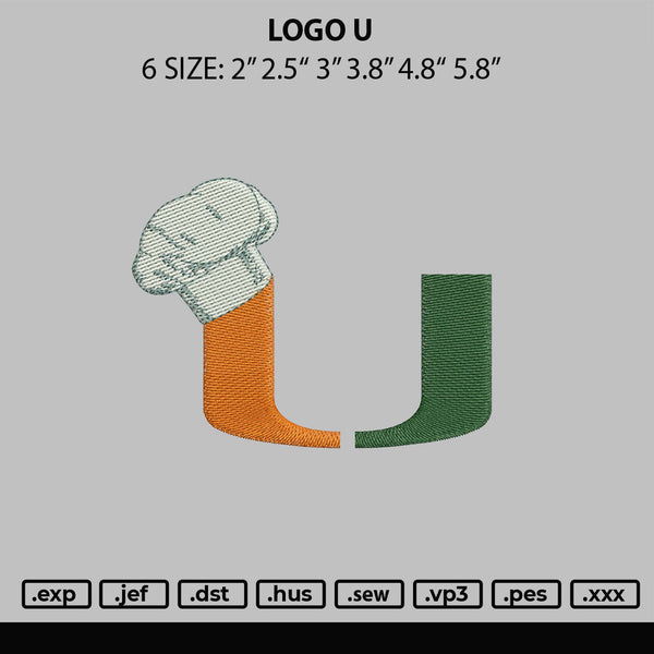 Logo U Embroidery File 6 szes