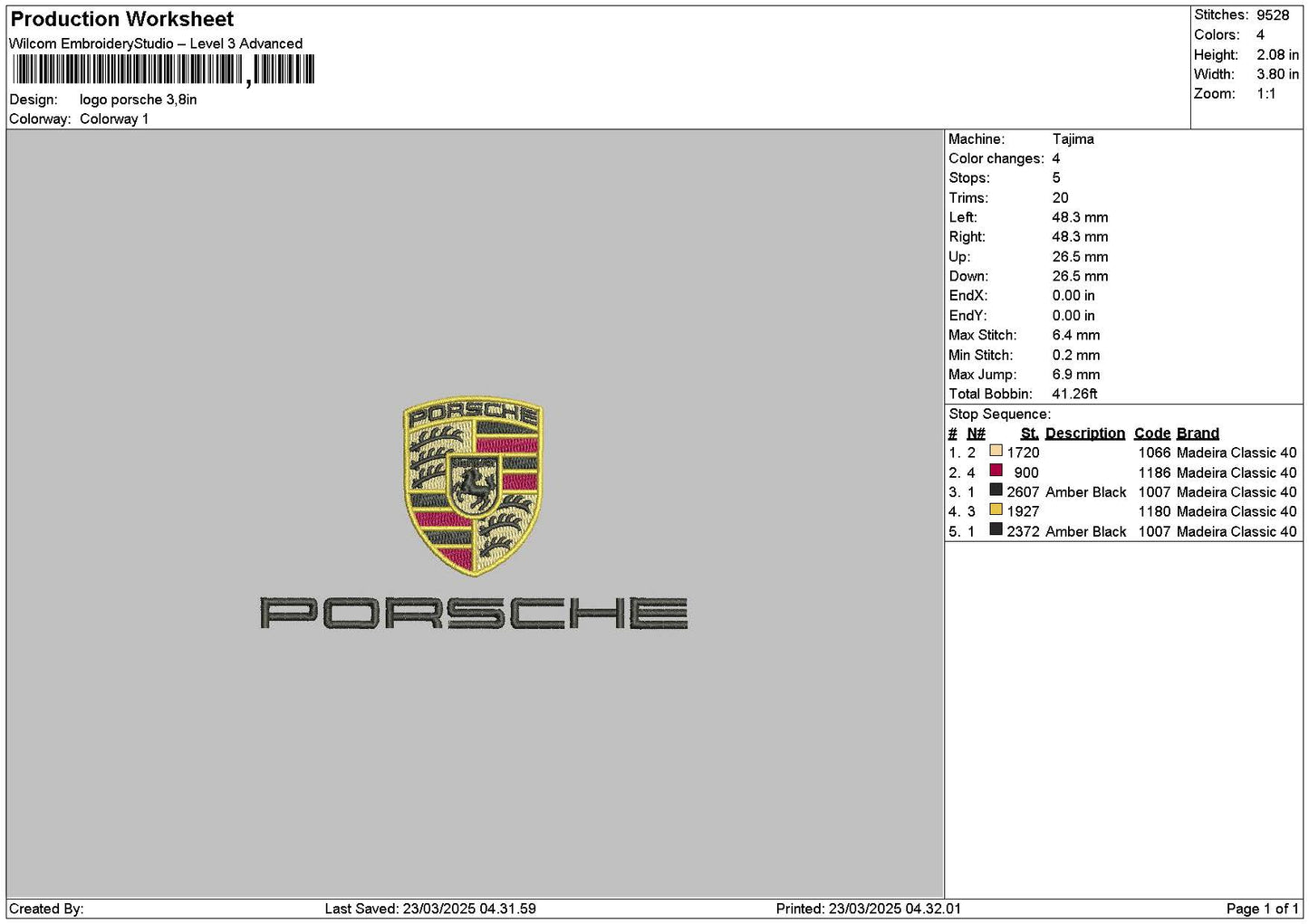 Porschetext 2303 Embroidery File 6 sizes