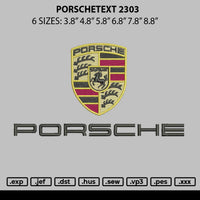 Porschetext 2303 Embroidery File 6 sizes