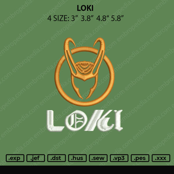 Loki Embroidery File 4 size