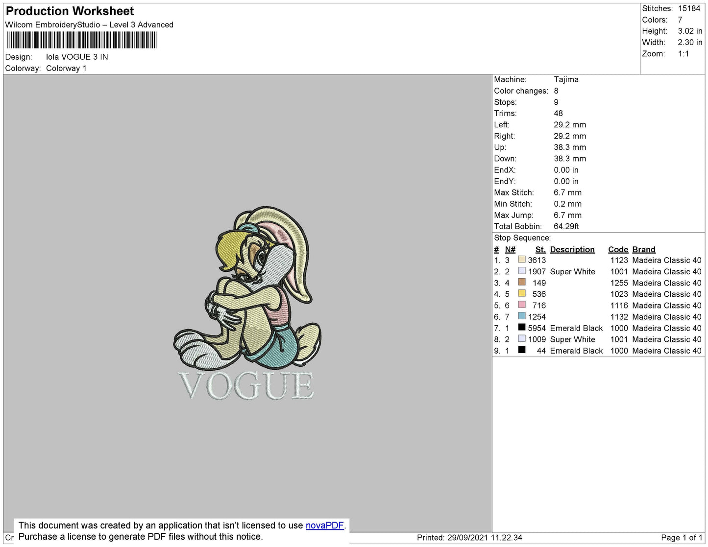 Lola Vogue Embroidery File 4 size