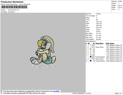 Lola Vogue Embroidery File 4 size