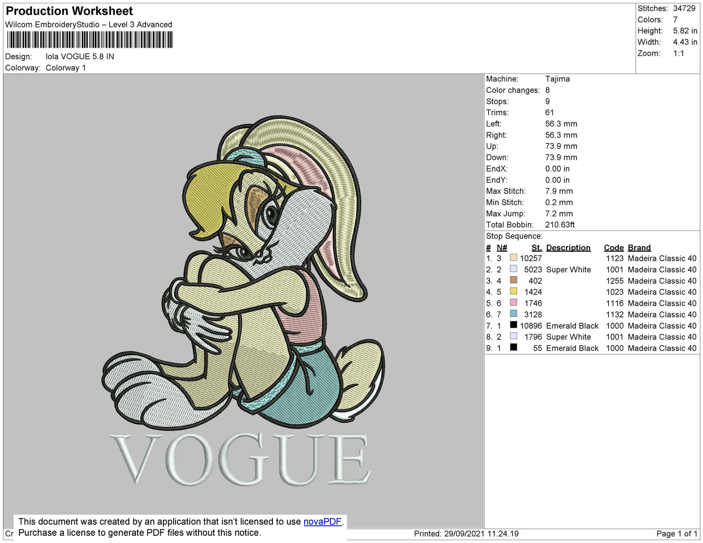 Lola Vogue Embroidery File 4 size