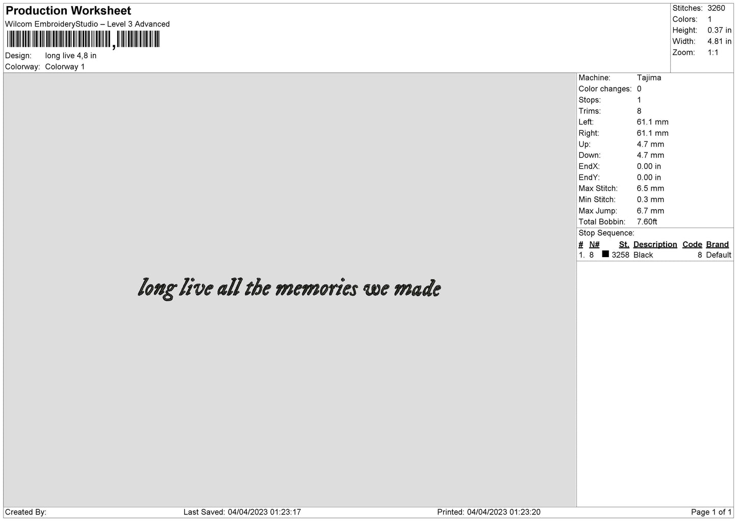 Long Live Embroidery File 6 sizes