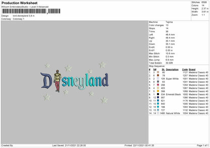 Lord Disneyland Embroidery File 6 size