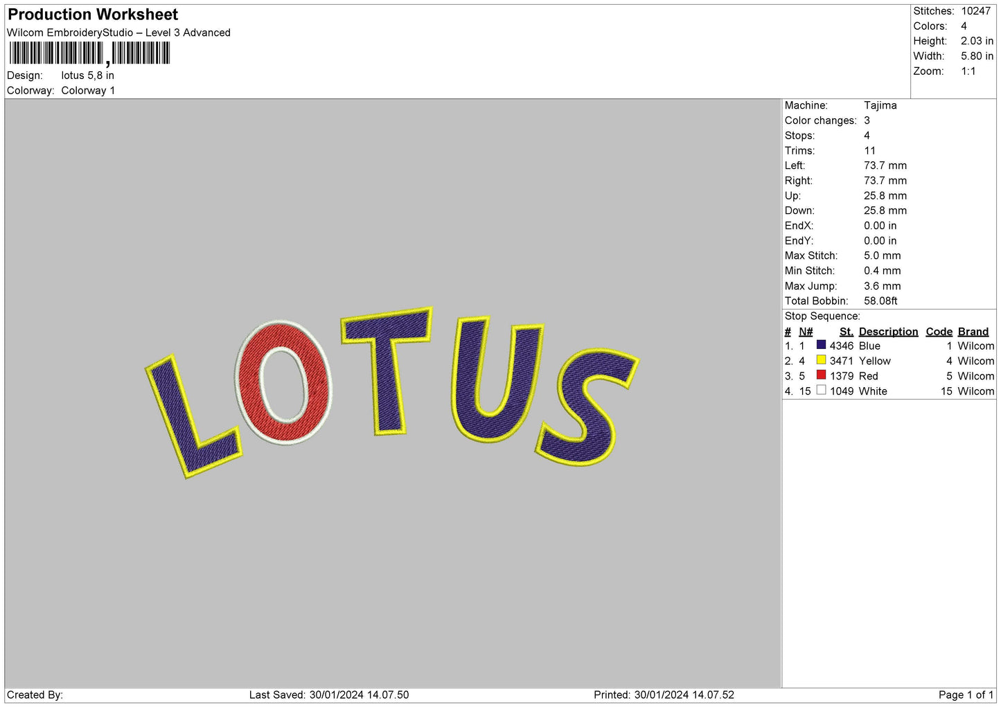 Lotus Text Embroidery File 6 sizes