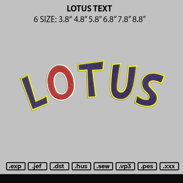 Lotus Text Embroidery File 6 sizes