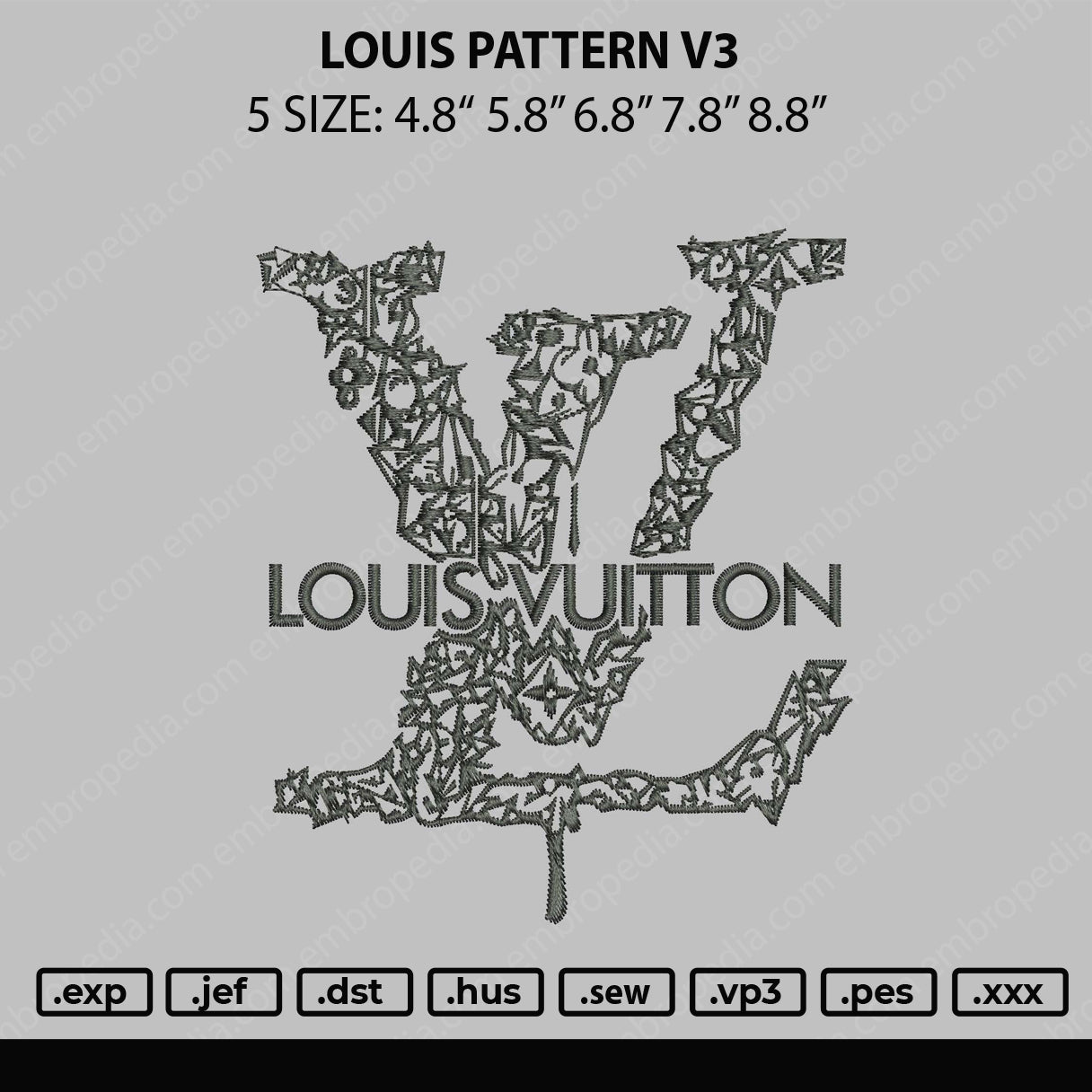 Louis Pattern V3 Embroidery File 6 sizes
