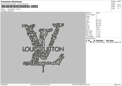 Louis Pattern V3 Embroidery File 6 sizes