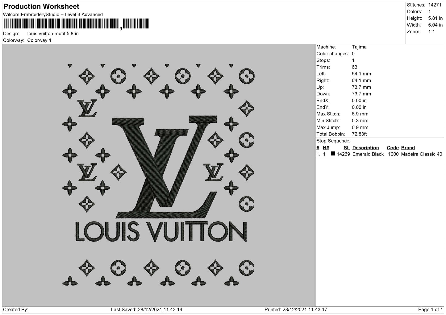 Louis Vuitton Pattern Embroidery File 4 size