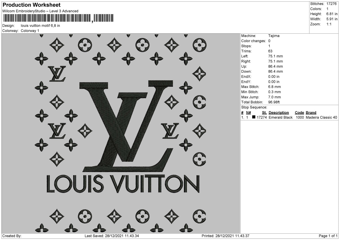 Louis Vuitton Pattern Embroidery File 4 size