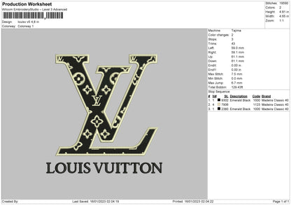 Louisv V5 Embroidery File 6 sizes