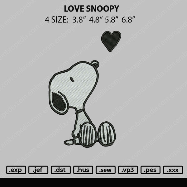 Love Snoopy Embroidery File 4 size