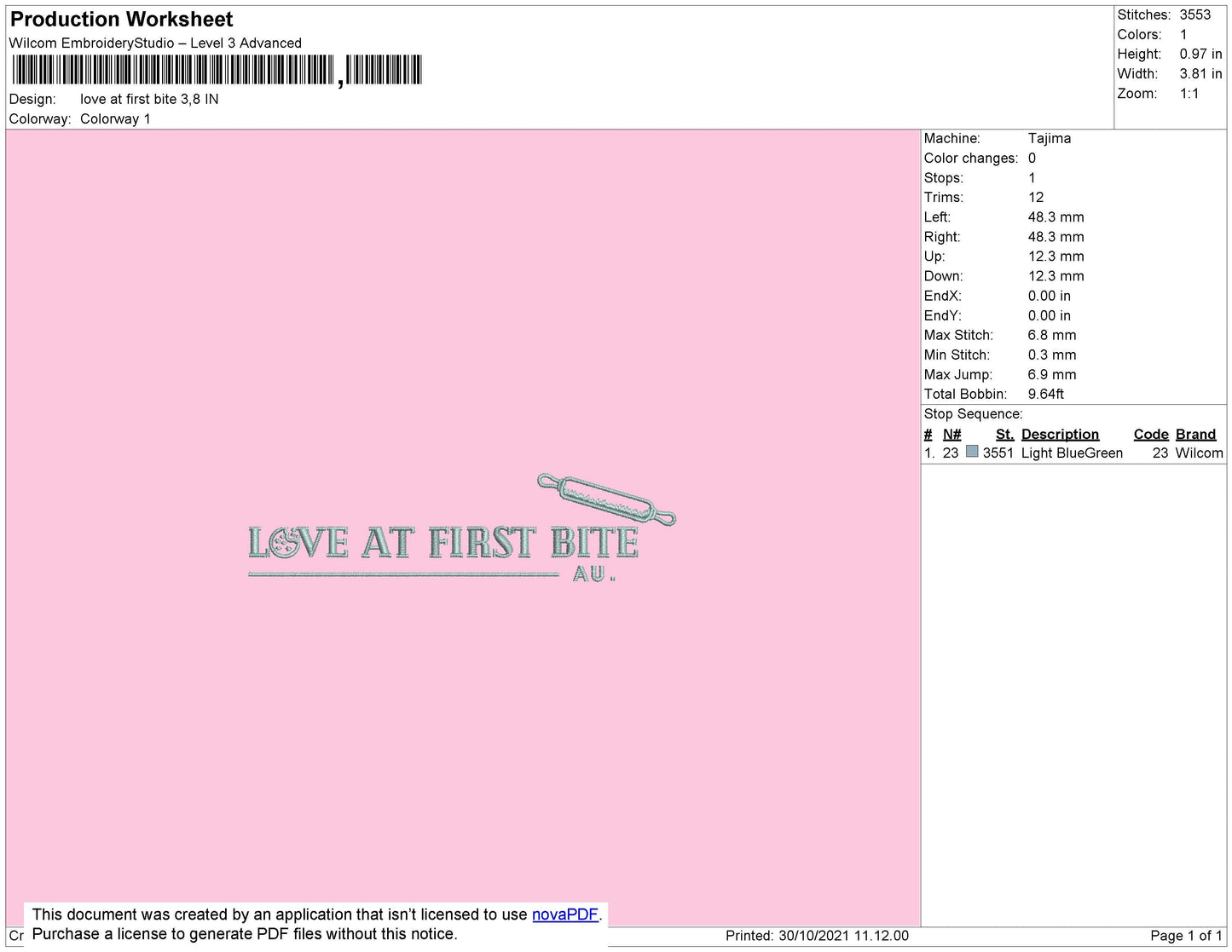 Love At First Bite Embroidery File 4 size