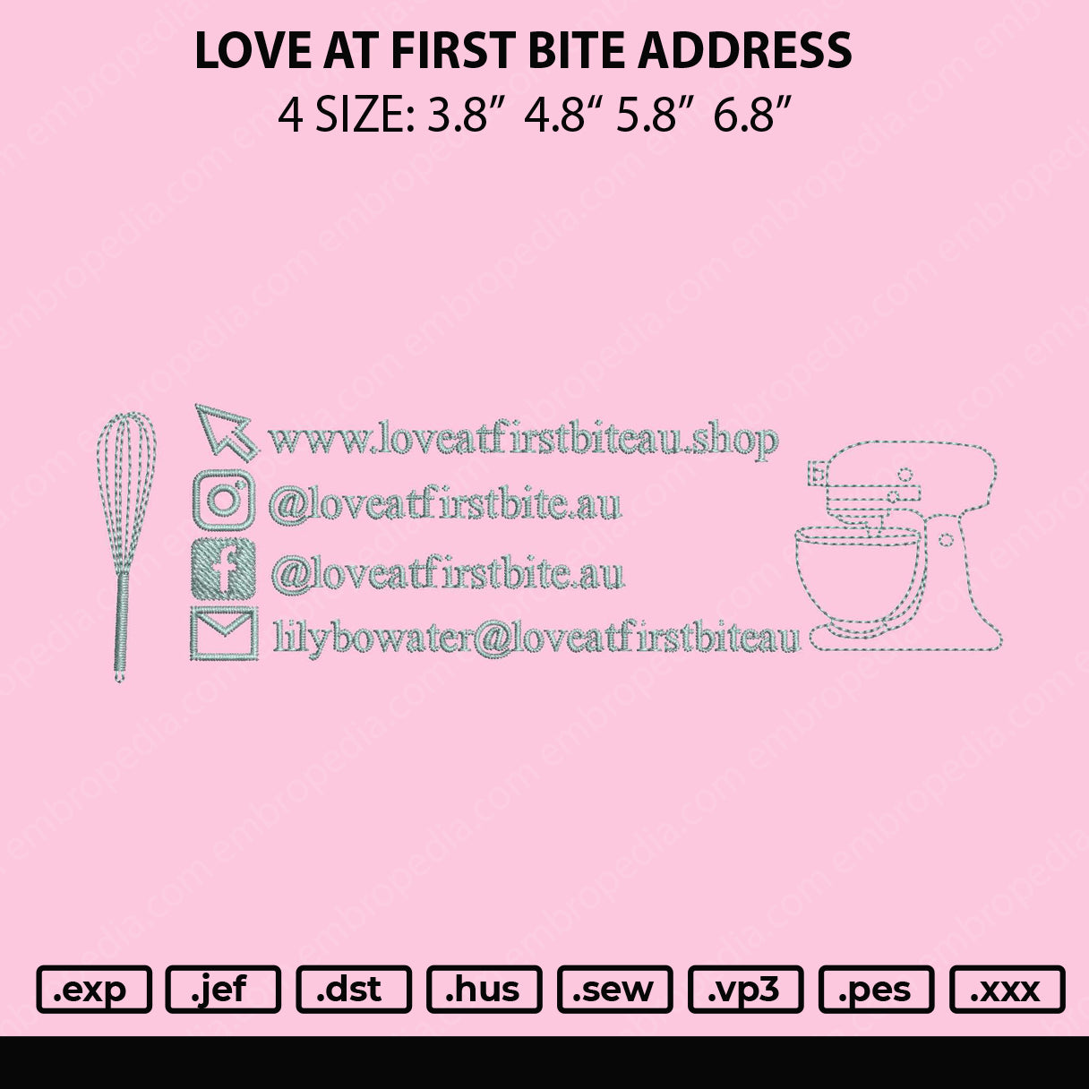 Love At First Embroidery File 4 size