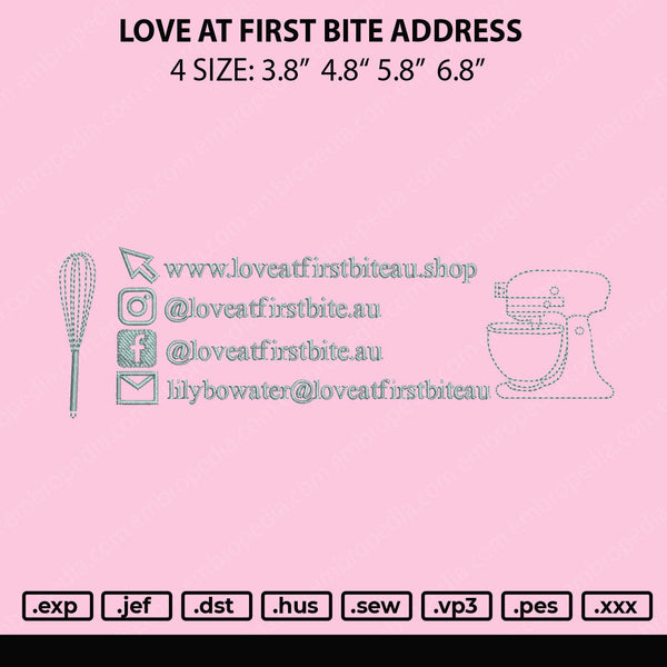Love At First Embroidery File 4 size