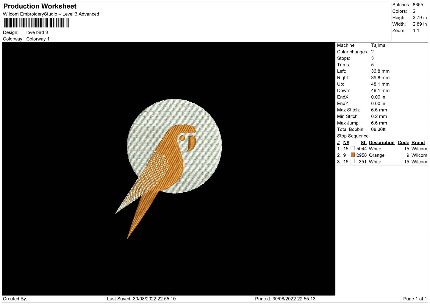 Love Bird Embroidery File 5 sizes