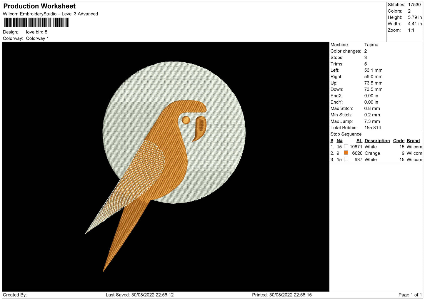 Love Bird Embroidery File 5 sizes