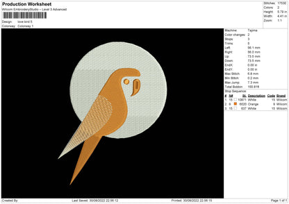 Love Bird Embroidery File 5 sizes