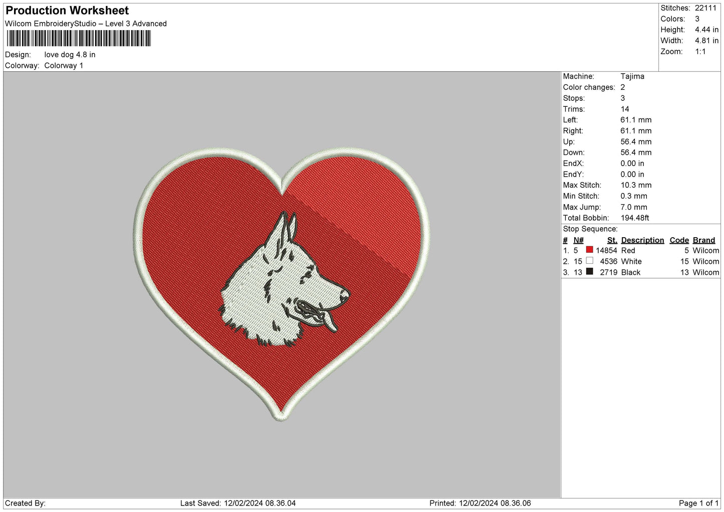 Love Dog Embroidery File 6 sizes