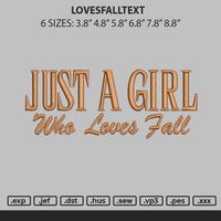Lovsfalltext Embroidery File 6 sizes