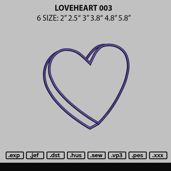 Loveheart 003 Embroidery File 6 sizes