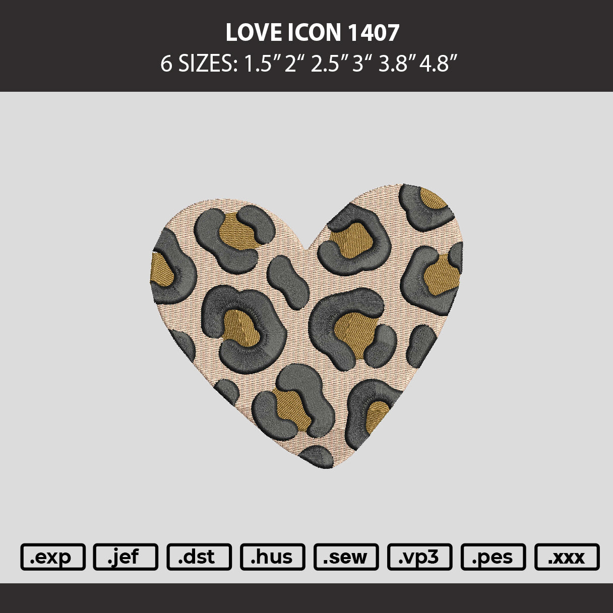 Love Icon 1407 Embroidery Machine Design File 6 sizes