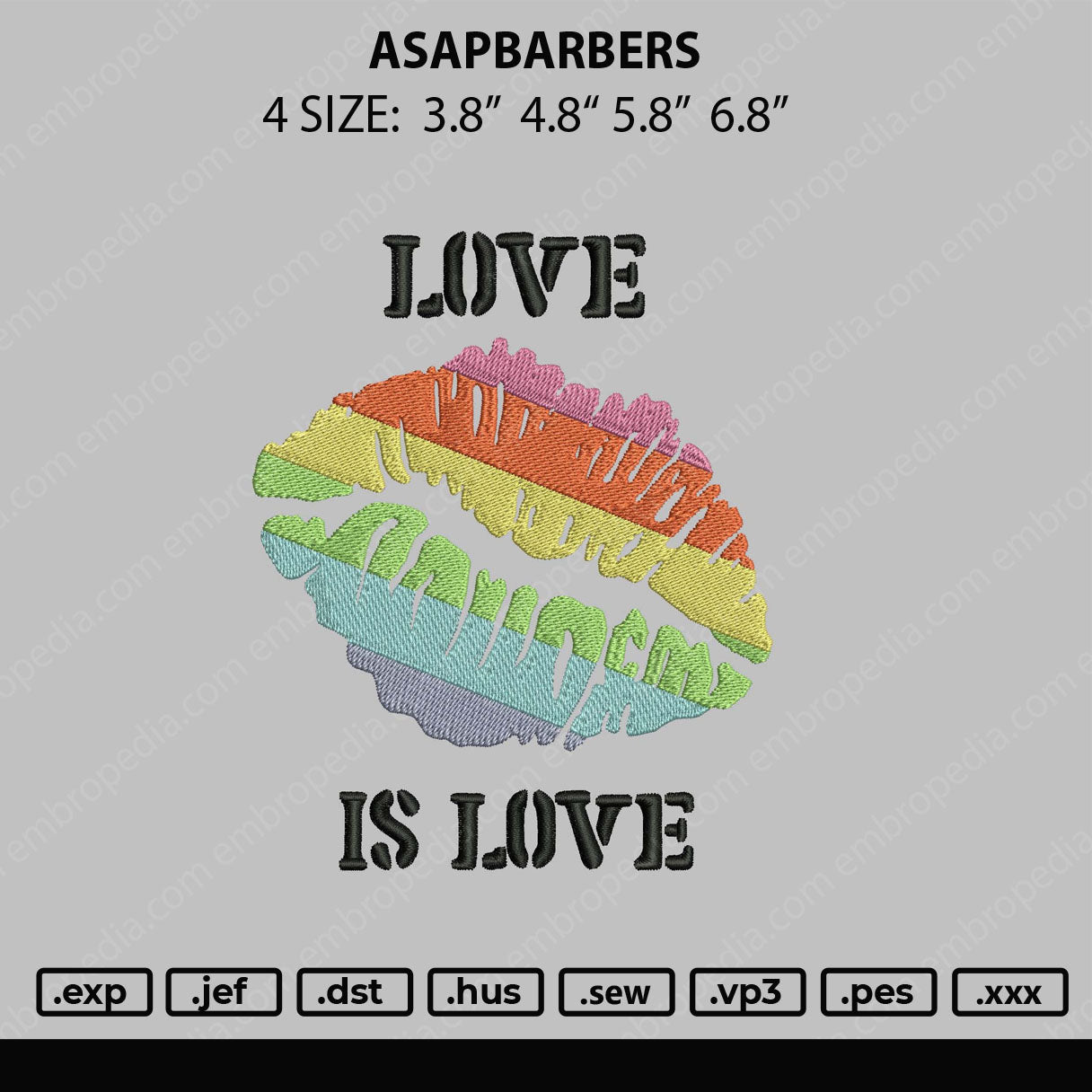 Love Is Love Embroidery File 4 size
