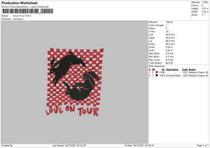 Love On Tour Embroidery File 4 size