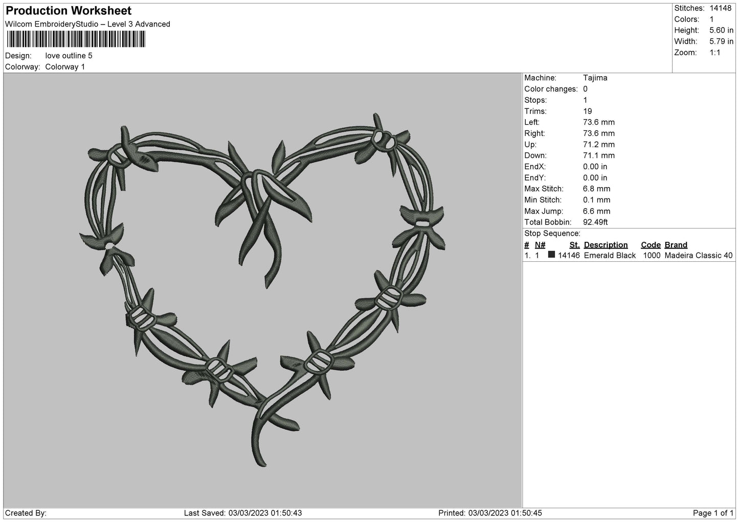Love Outline Embroidery File 6 sizes