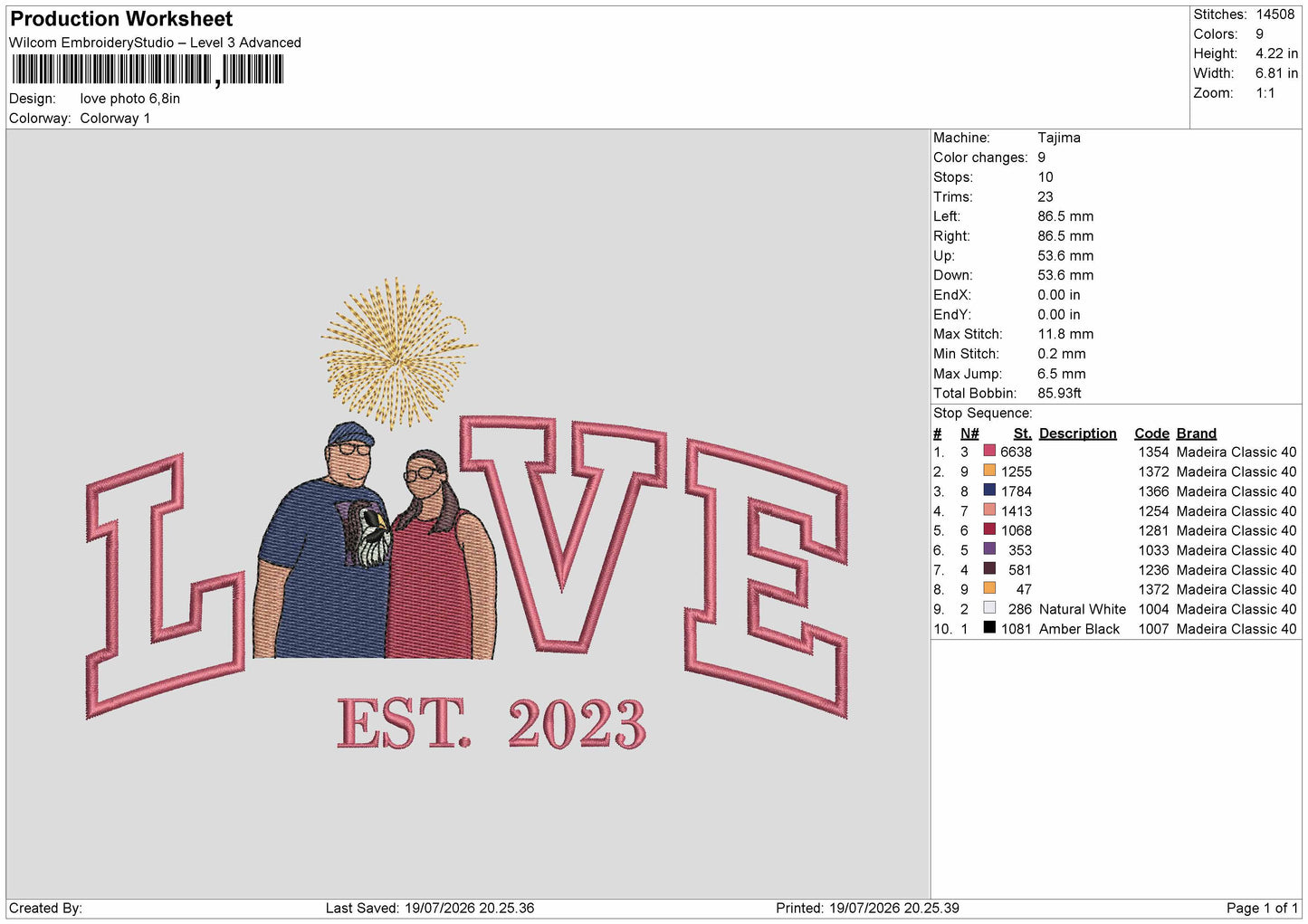 Love Photoflat 1907 Embroidery Machine Design File 6 sizes